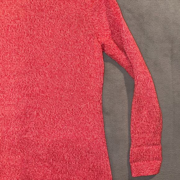 LL Bean Womens Red Pink Long Button Down Cardigan Diamond Knit 100% Cotton Small - Picture 14 of 14